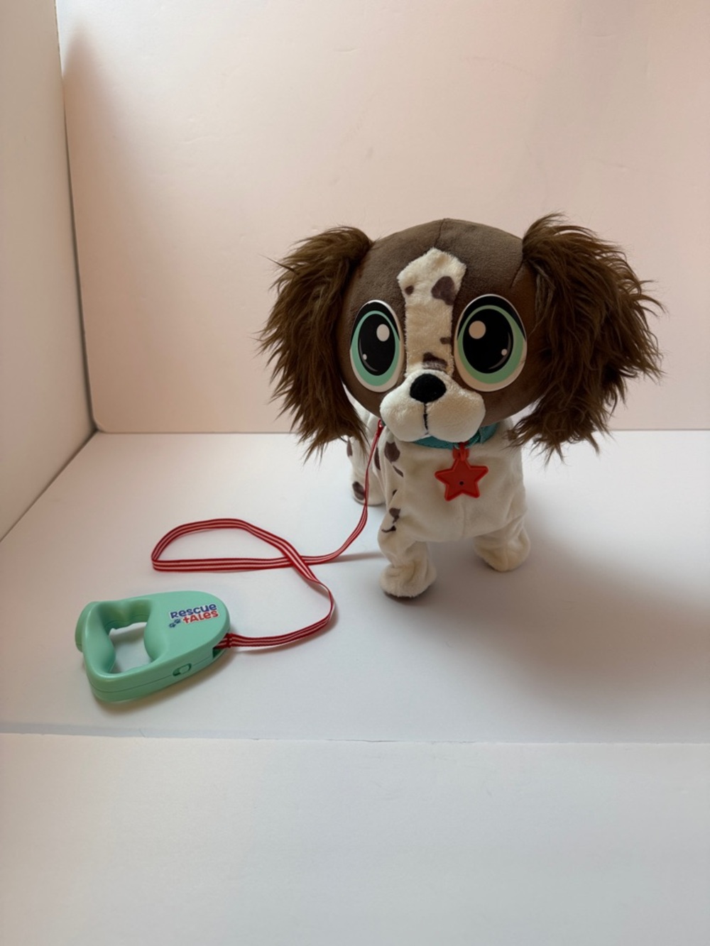 Plush Brown & White Puppy Dog Toy with Mint Leash Little Tikes- Rescue Tales